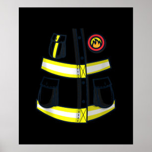 Fireman Firefighter Costume Halloween Poster