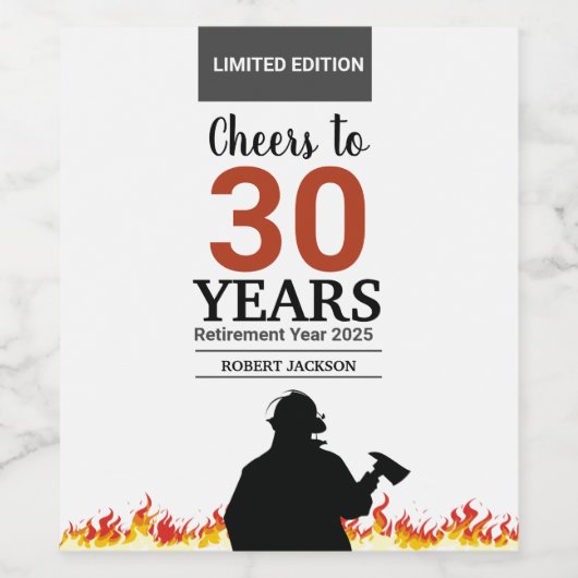 Fireman Flame bejubelt das Jahr Weinetikett (Einzelnes Label)