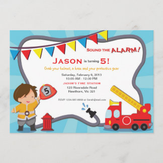 Fireman Invitation / Fire Truck Invitation Party Einladung
