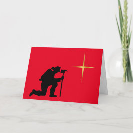 Fireman Kneeling Weihnachtskarte Karte
