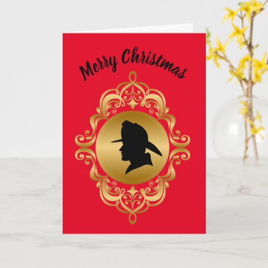Fireman Medallion Profil Weihnachtskarte Karte (Gelbe Blume)