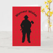 Fireman mit AX-Silhouette Weihnachtskarte Karte (Gelbe Blume)