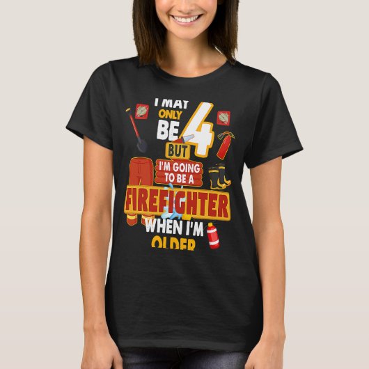 Fireman Outfit Idea For Kids & Boys 4th Birthday F T-Shirt (Vorderseite)