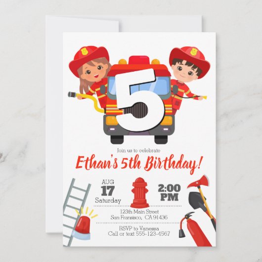 Fireman-Party Einladung (Vorderseite)