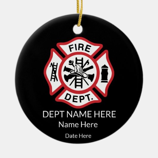 Fireman Personalized Firefighter Keramik Ornament (Vorne)