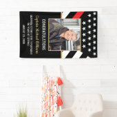 Fireman Photo Red Line Flag Firefighter Retirement Banner (Insitu)