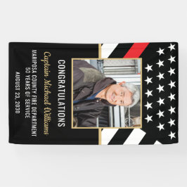 Fireman Photo Red Line Flag Firefighter Retirement Banner