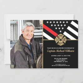 Fireman Photo Red Line Flag Firefighter Retirement Magneteinladung