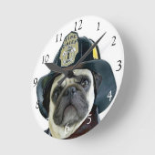Fireman pug dog round clock runde wanduhr (Winkel)