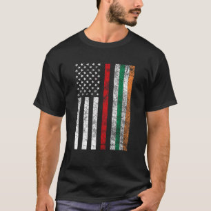 Fireman Red Line American Irish Flag St Patricks D T-Shirt
