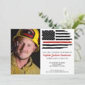 Fireman Red Line Firefighter Foto-Ruhestand Einladung (Stehend Vorderseite)