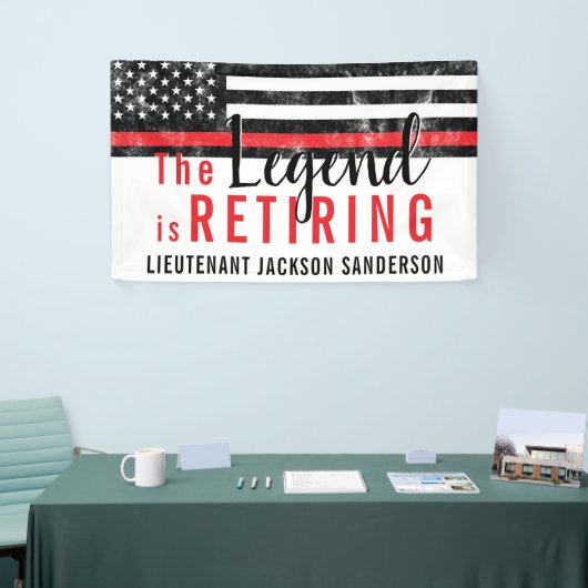 Fireman Retirement Red Line Flag Feuerwehrmann Banner (Messeveranstaltung)