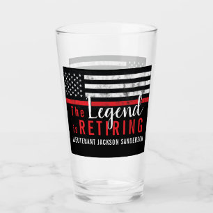 Fireman Retirement Red Line Flag Feuerwehrmann Glas