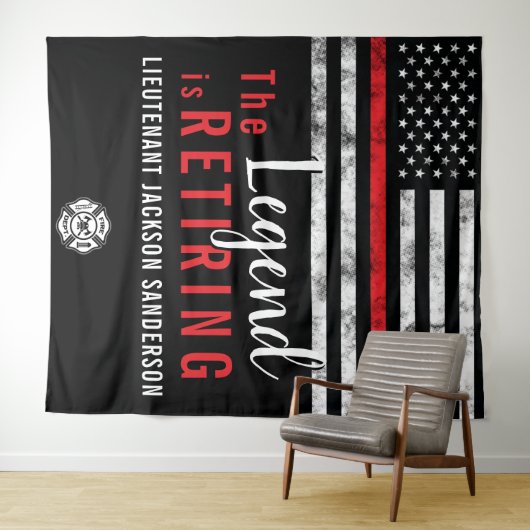 Fireman Retirement Red Line Flag Feuerwehrmann Wandteppich (Beispiel (Horizontal))