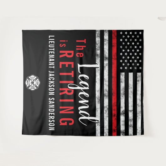 Fireman Retirement Red Line Flag Feuerwehrmann Wandteppich (Vorderseite (Horizontal))