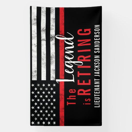 Fireman Retirement Thin Red Line Feuerwehrmann Banner (Vertikal)