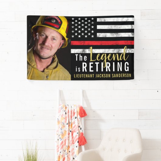 Fireman Retirement Thin Red Line Firefighter Foto Banner (Insitu)