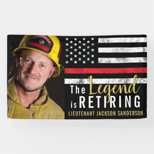 Fireman Retirement Thin Red Line Firefighter Foto Banner (Horizontal)
