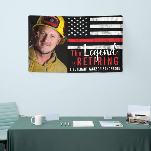Fireman Retirement Thin Red Line Firefighter Foto Banner (Messeveranstaltung)