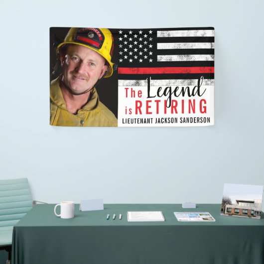 Fireman Retirement Thin Red Line Firefighter Foto Banner (Messeveranstaltung)