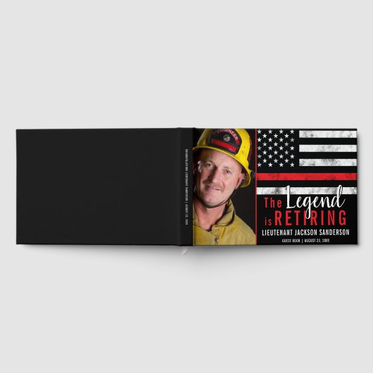 Fireman Retirement Thin Red Line Firefighter Foto Gästebuch (Voll)