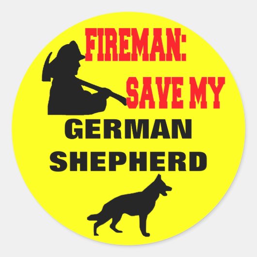 Fireman Rettete Mein Deutscher Schäferhund Runder Aufkleber (Vorderseite)