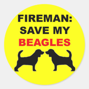 Fireman Rettete meine Beagles Runder Aufkleber