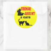 Fireman Rettete meine beiden Katzen Runder Aufkleber (Tasche)