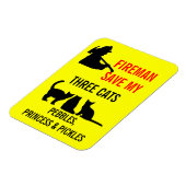Fireman Rettete meine drei Katzen-Sicherheit Magnet (Linke Seite)