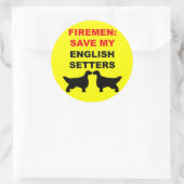 Fireman Rettete meine englischen Setters Runder Aufkleber (Tasche)