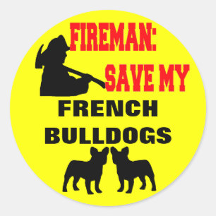 Fireman Rettete meine französischen Bulldogs Runder Aufkleber