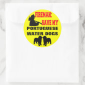 Fireman Rettete meine portugiesischen Wasserhunde Runder Aufkleber (Tasche)