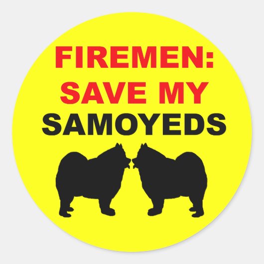 Fireman Rettete meine Samoyeds Runder Aufkleber (Vorderseite)