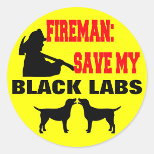 Fireman Rettete meine schwarzen Labrador Runder Aufkleber