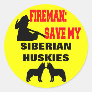 Fireman Rettete meine sibirischen Huskies Runder Aufkleber
