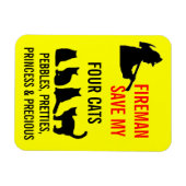 Fireman Rettete meine VIER Katzen Magnet (Horizontal)