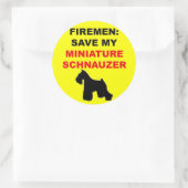 Fireman Rettete meinen Miniaturschnauzer Runder Aufkleber (Tasche)