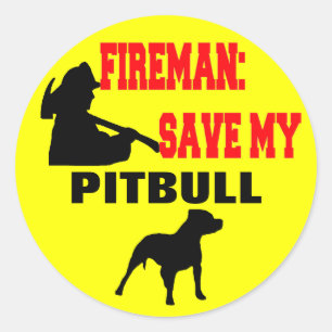 Fireman Rettete meinen Pitbull Runder Aufkleber