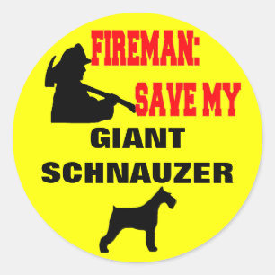 Fireman Rettete meinen Riesen Schnauzer Runder Aufkleber