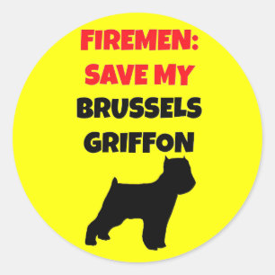 Fireman Rettete My Brussels Griffon Runder Aufkleber
