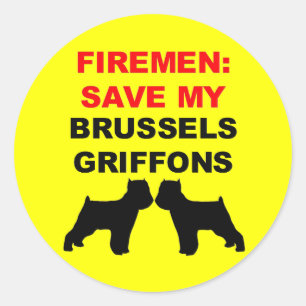 Fireman Rettete My Brussels Griffons Runder Aufkleber