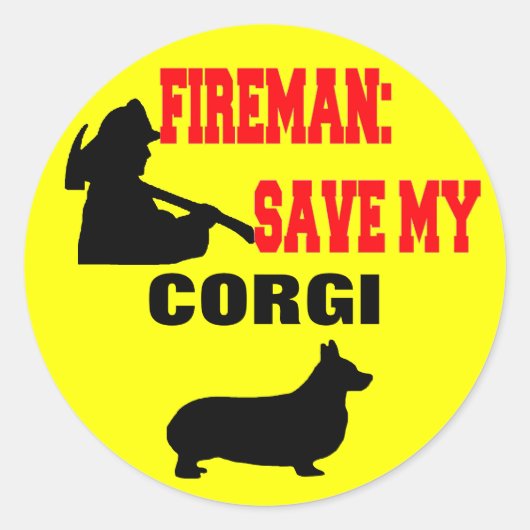 Fireman Rettete My Corgi Runder Aufkleber (Vorderseite)