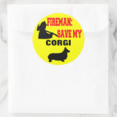 Fireman Rettete My Corgi Runder Aufkleber (Tasche)