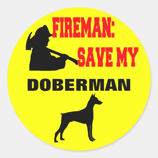 Fireman Rettete My Doberman Runder Aufkleber (Vorderseite)