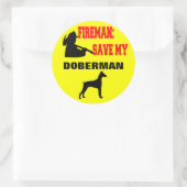 Fireman Rettete My Doberman Runder Aufkleber (Tasche)