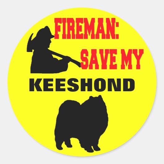Fireman Rettete My Keeshond Runder Aufkleber (Vorderseite)