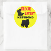 Fireman Rettete My Keeshond Runder Aufkleber (Tasche)