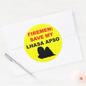 Fireman Rettete My Lhasa Apso Runder Aufkleber (Umschlag)