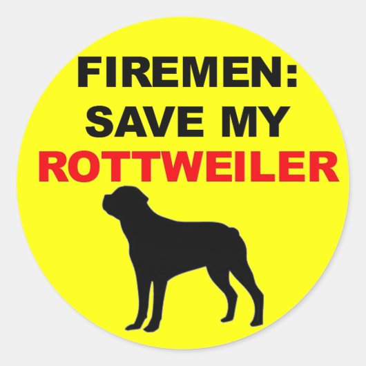 Fireman Rettete My Rottweiler Runder Aufkleber (Vorderseite)