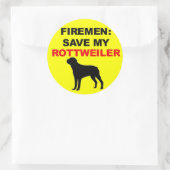 Fireman Rettete My Rottweiler Runder Aufkleber (Tasche)